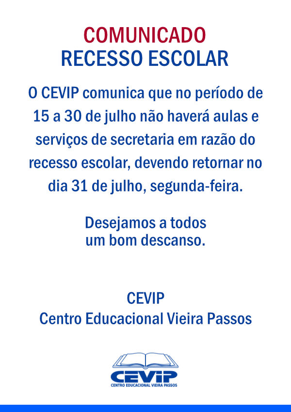 Comunicado recessso escolar 2023